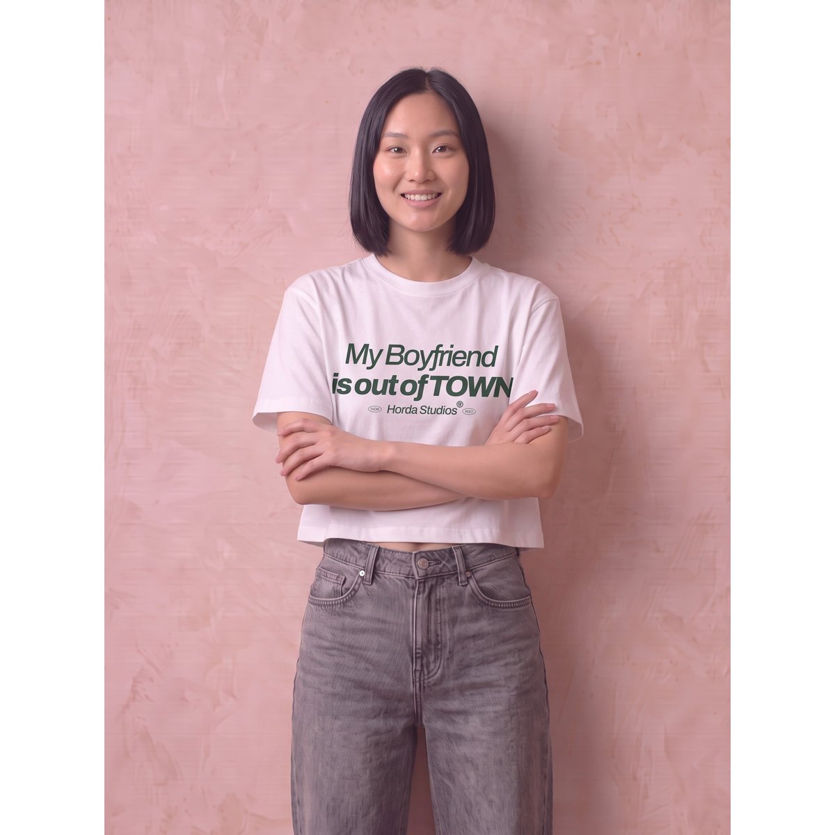 Out Town cropped T-shirt voor dames, 200 g