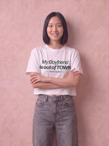 Out Town cropped T-shirt voor dames, 200 g