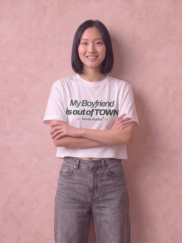 Out Town cropped T-shirt voor dames, 200 g