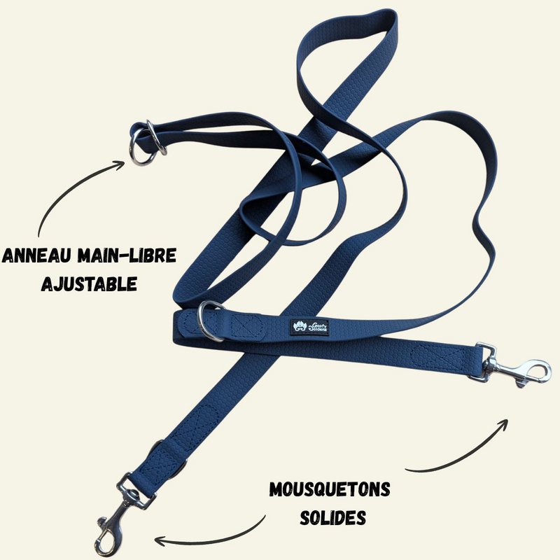 Waterproof multi-position leash Night blue