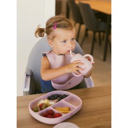 Anti-Drip-Tasse + Silikonstroh- dunkelrosa
