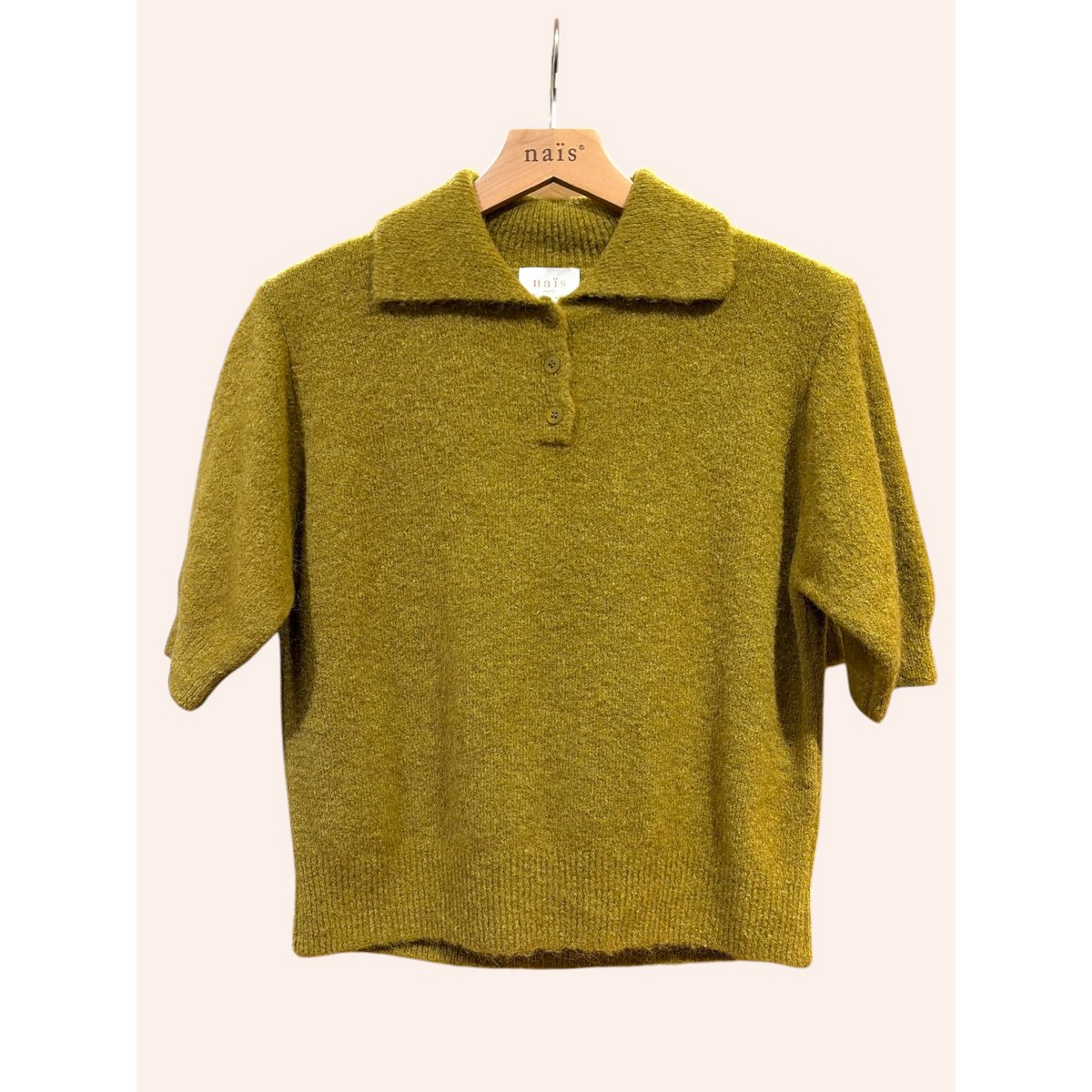 Pull col polo manches courtes en alpaga