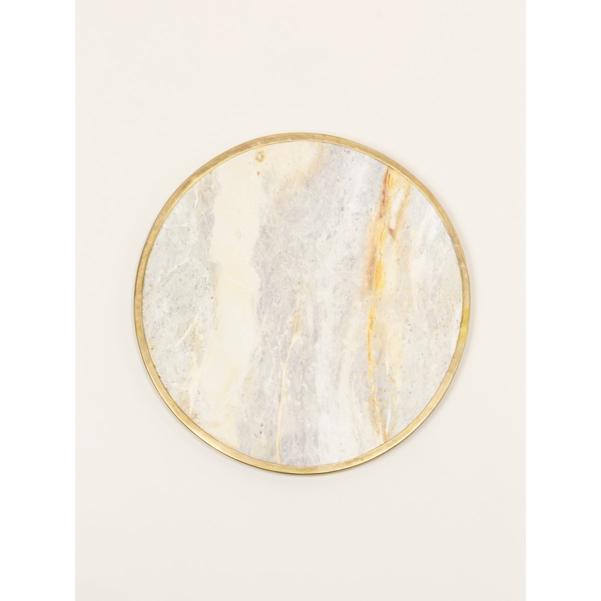 Natural stone round tablemat with brass edges