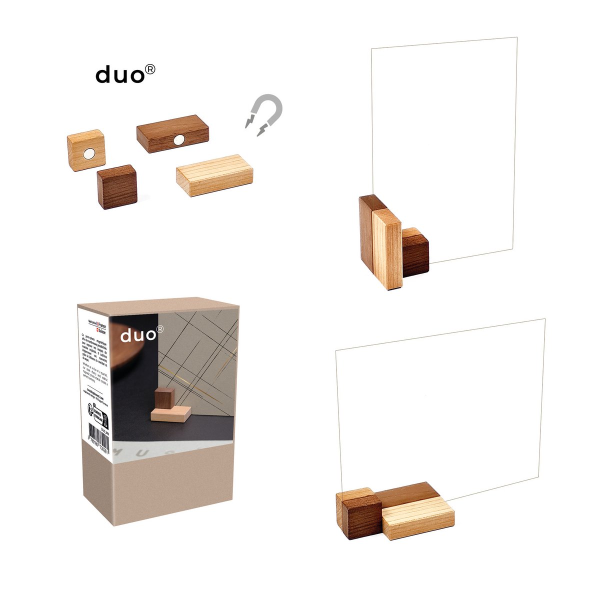 duo® - magnetischer Fotohalter in 2 Holzarten