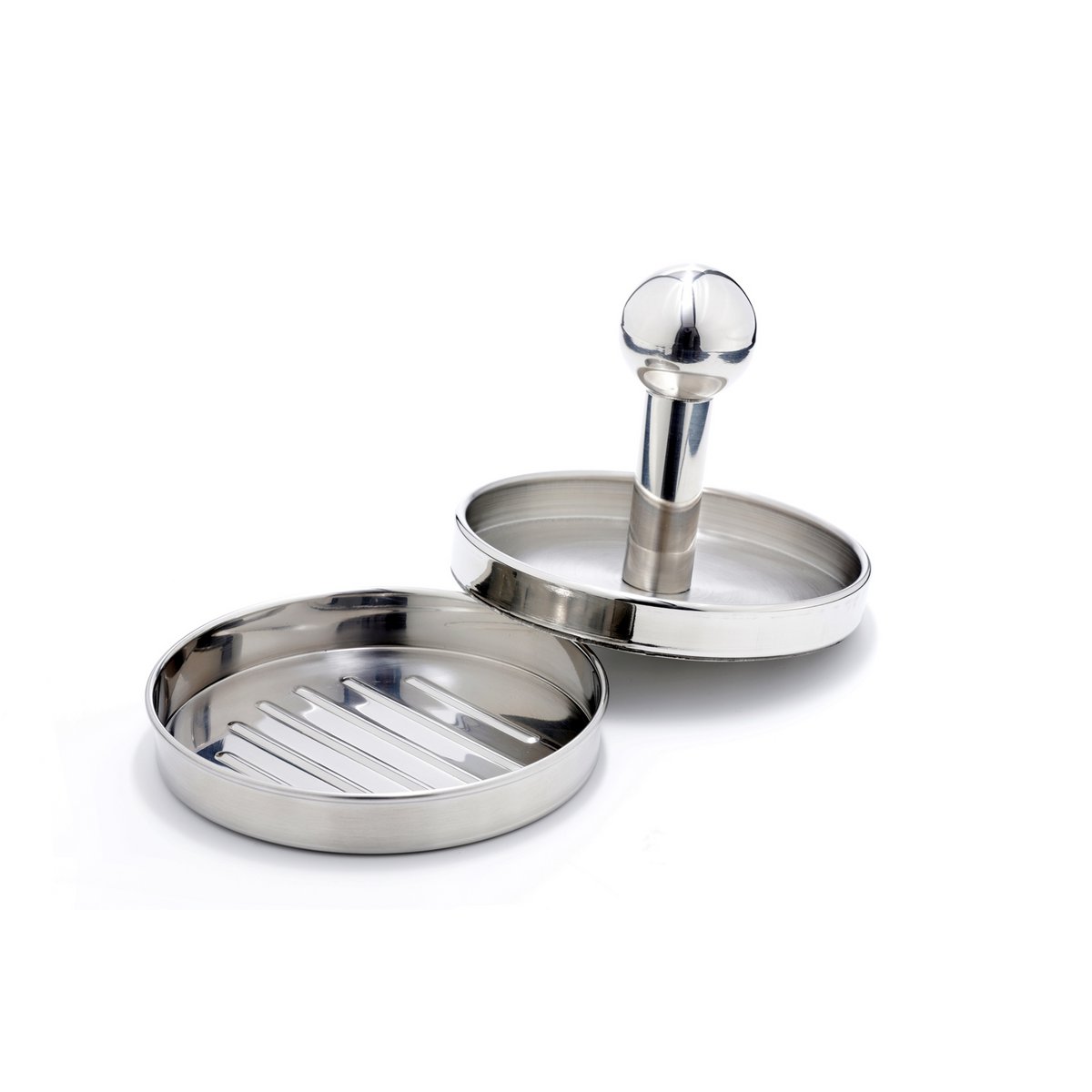 Stainless steel burger press