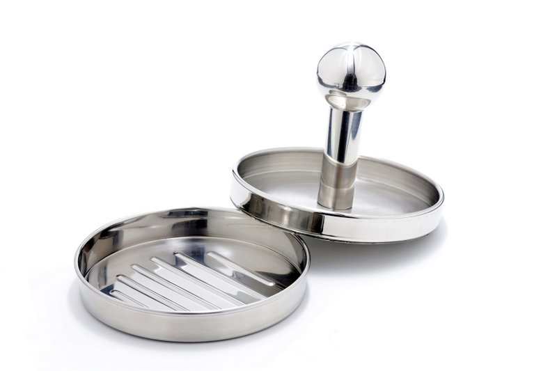 Stainless steel burger press