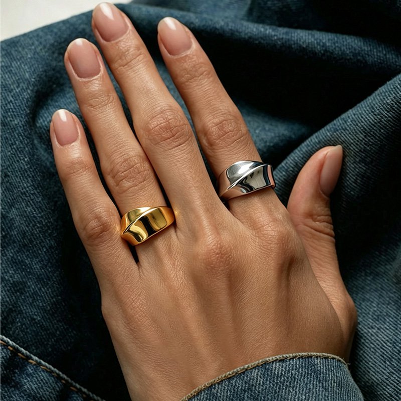 Adjustable Domed Wave Ring
