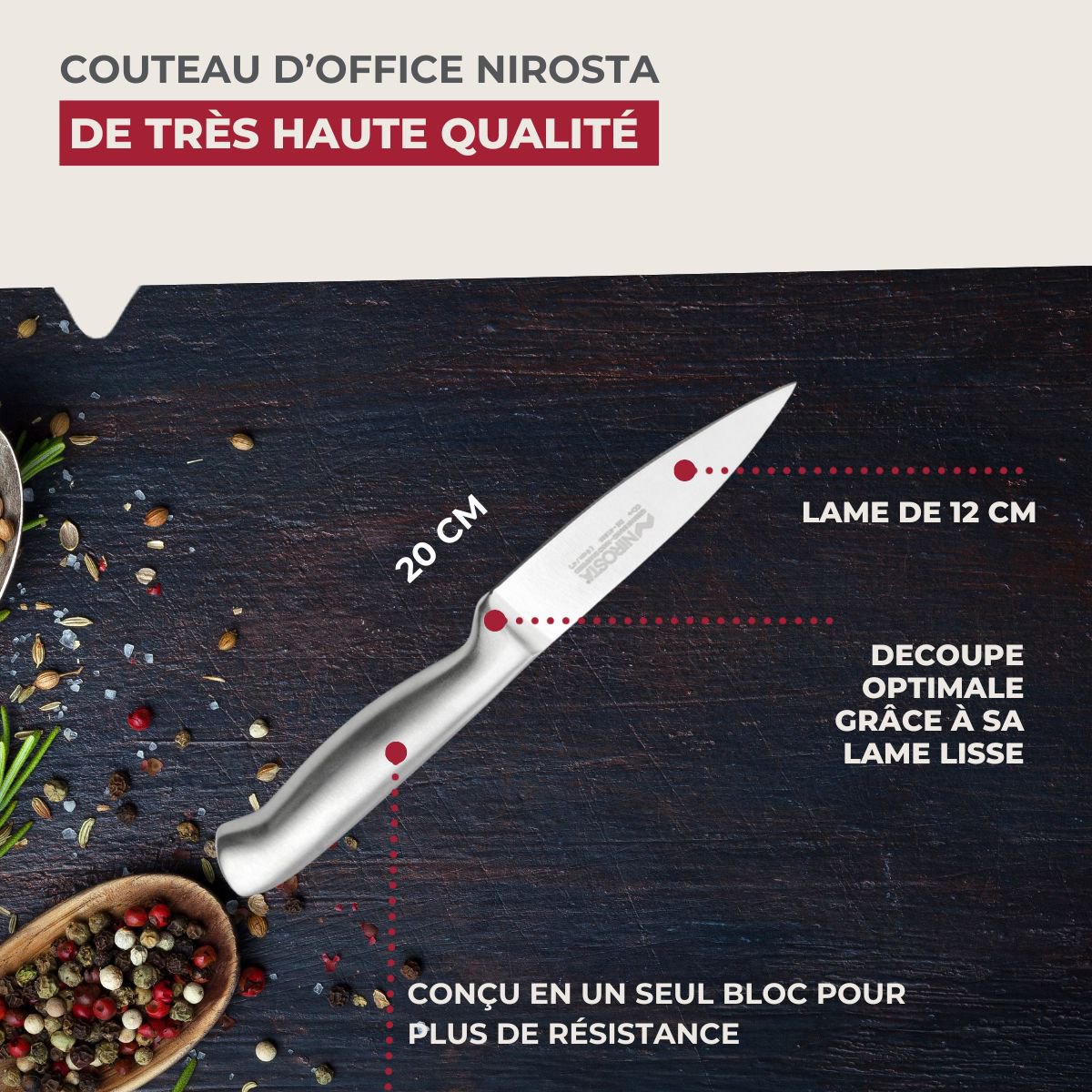 Stainless steel paring knife 20 cm in all Nirosta Star
