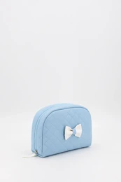 Trousse de toilette matelassée pour bébé avec nœud, rose