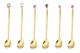 Golden Xmas dessert ske 14 cm sæt med 6 stykker Isabelle Rose