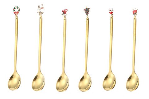 Golden Xmas Dessert Lepel 14 cm set van 6 stuks Isabelle Rose