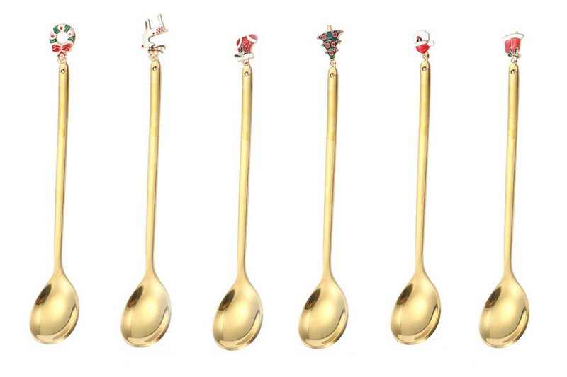 Golden Xmas Dessert Lepel 14 cm set van 6 stuks Isabelle Rose