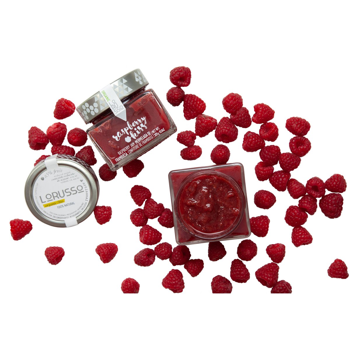 Bio Gourmet Raspberry Jam z 85% owocami, 305G