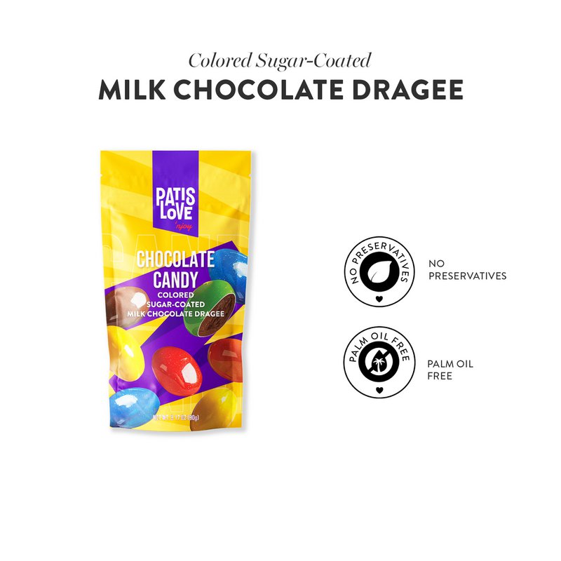 Milk Chocolate Dragee – Colored Sugar-Coated Milk Chocolate Dragee