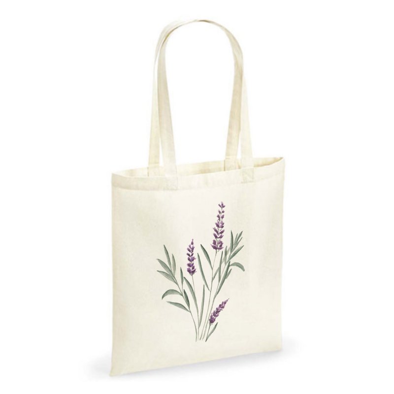 Jute bag "lavender" - sustainable fabric bag with a floral motif