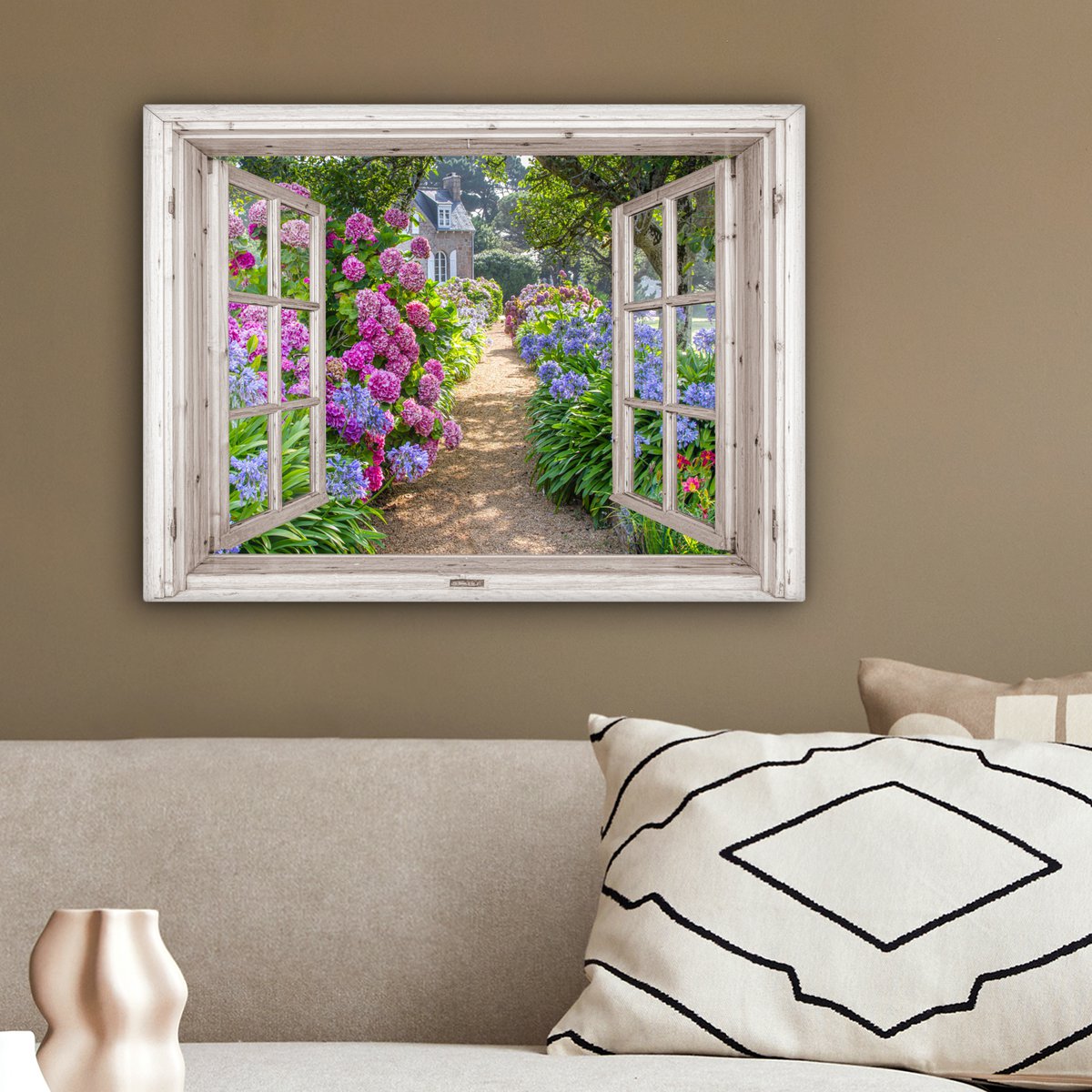 Leinwand Malerei - Wanddekoration - Hortensia - Blick - Blumen - Sommer - Lila - Pad