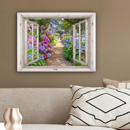 Canvas Maleri - Wall Decoration - Hortensia - View - Flowers - Summer - Purple - Pad