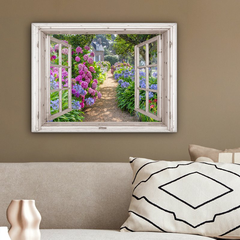 Canvas Maleri - Wall Decoration - Hortensia - View - Flowers - Summer - Purple - Pad