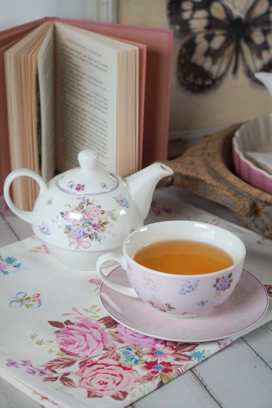 Set di tè in porcellana per una flora da 400 ml di rosa Isabelle