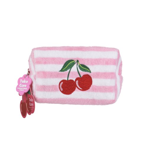 PLUSH TOILETRIES / MAKE-UP BAG – CHERRY PATTERN