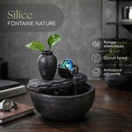 Zimmerbrunnen – Kieselsäure – Zen- und entspannende Dekoration – Geschenkidee – Buntes LED-Licht