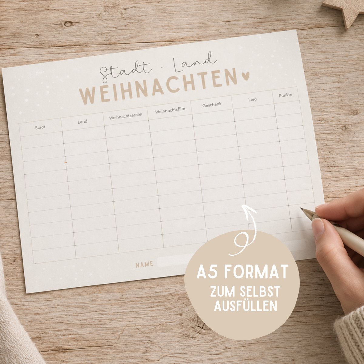 5x Stadt-Land-Weihnachten | Weihnachtliches Rätsel, Spiel A5