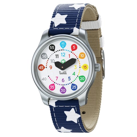 Twistiti - Educatief kinderhorloge voor 6+ met nummerkeuze, waterdichte 50M, gemakkelijk te verwisselen riem - sterren