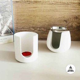 LAVURI® Wax Melter made of cast ceramic, tealight + white metal pot, wax melts not included