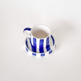 Espresso Tasse Strepen – zeeblauw