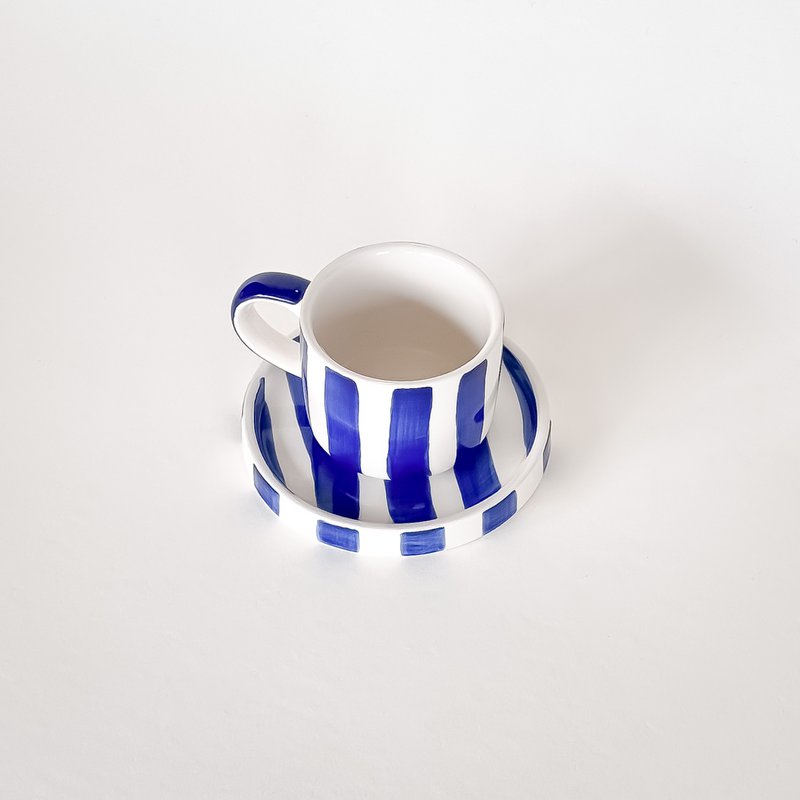 Espresso Tasse Strepen – zeeblauw