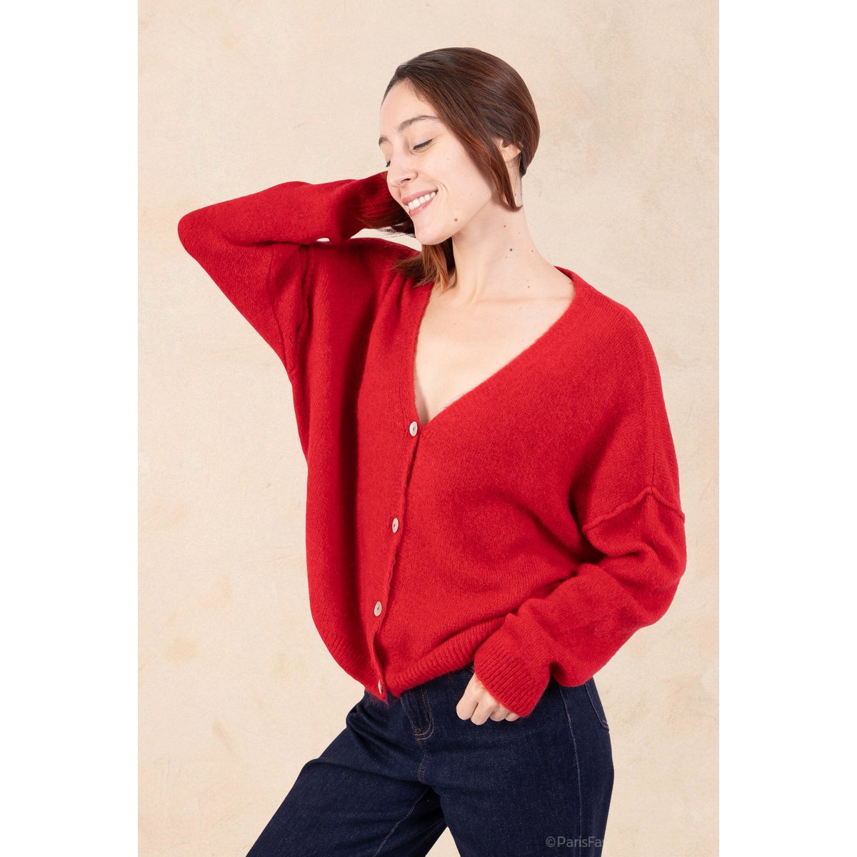 Cardigan Femme - Qualité Premium – Col V Profond en Maille Douce avec Boutons- ALPAGA/ LAINE - 23050