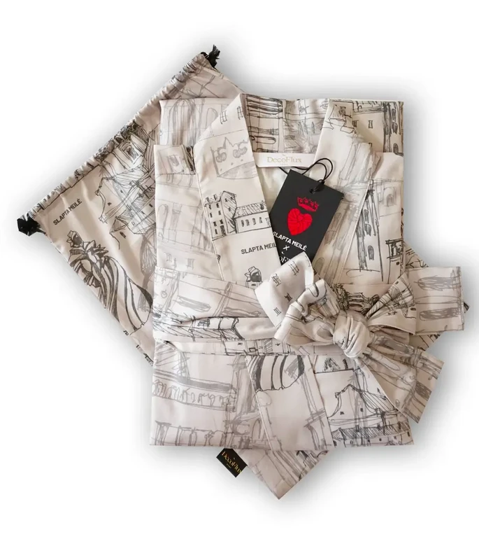 Satijnen badjaskimono met tas Secret Love Story of Royal Vilnius