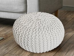 Knitted stool pouf Ø 45 H 30 cm cm seat pouf knitted floor cushion