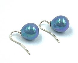 Pendientes de perlas clasicas en color azul Laguna