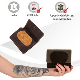 Sunsa Damen Geldbörse. Leder Geldbeutel. Portemonnaie mit RFID Schutz. Brieftasche aus Leder. Mittelgroße Geldbörse für Frauen mit vielen Kreditkartenfächern- Wallet für Damen, Geschenkidee