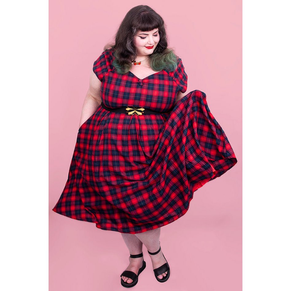 Robe de swing d'épaule d'étoile de l'UE en tartan rouge