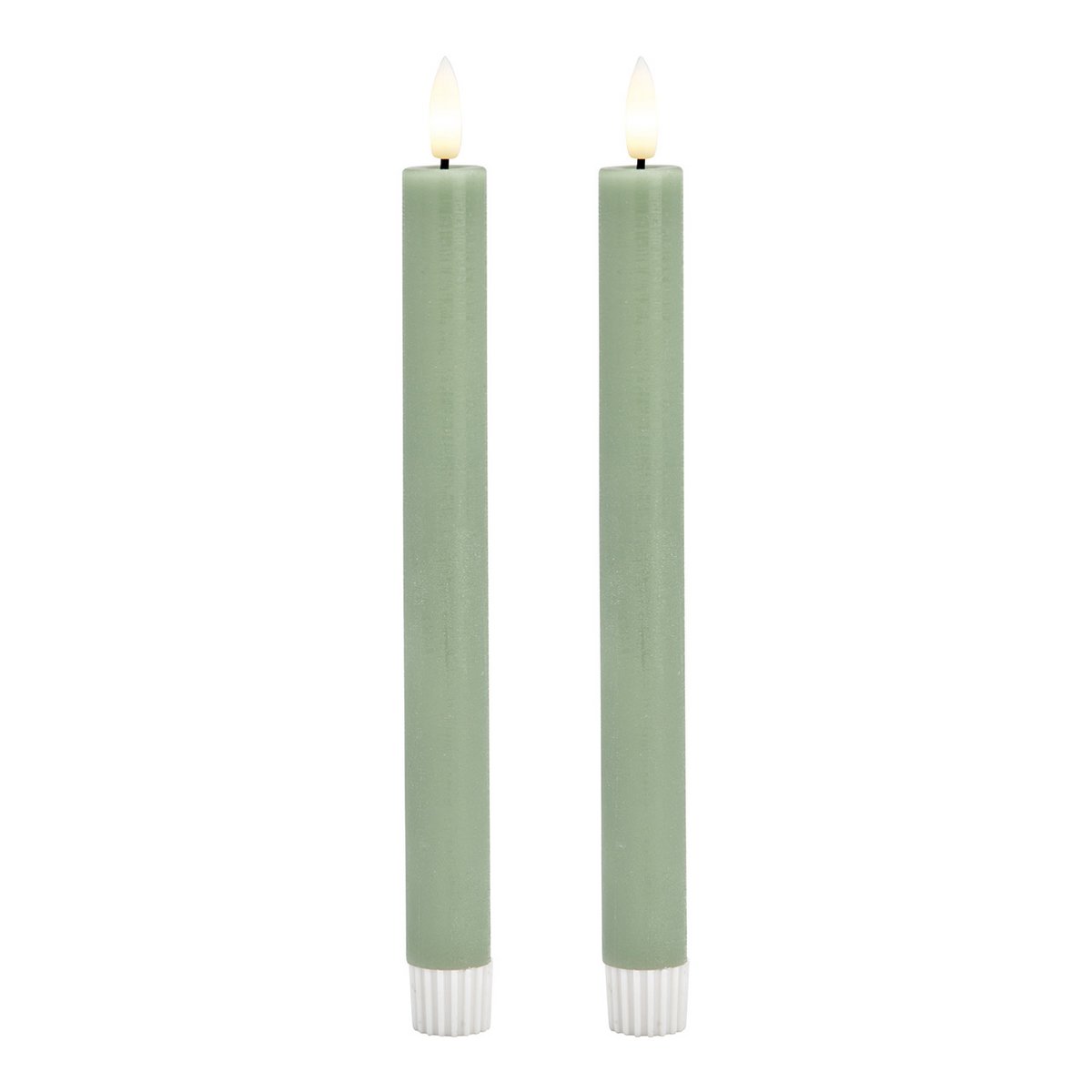 LED Stabkerzen Set 2-er Set, aus Wachs salbei (B/H/T) 2x24x2cm mit Off/Timer Batteriebetrieb 2xAAA nicht enthalten