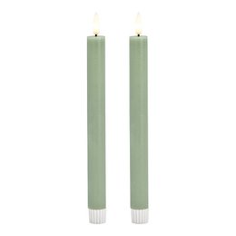LED Stabkerzen Set 2-er Set, aus Wachs salbei (B/H/T) 2x24x2cm mit Off/Timer Batteriebetrieb 2xAAA nicht enthalten