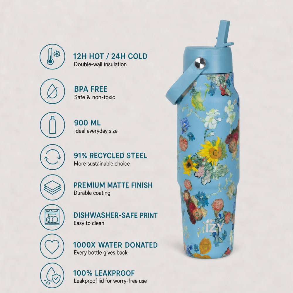 Butelka podróżna 900 ml - Kwiaty Vincenta