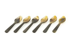 Set van 6 bladvormige theelepels in hoef