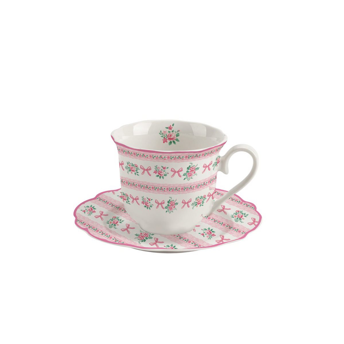 Tazza con piattino in porcellana Ribbon Isabelle Rose
