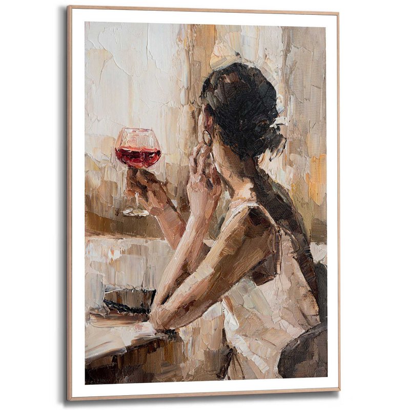 Gerahmtes Bild Slim Frame Glas Wein 70x50