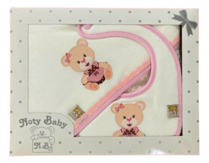 Conjunto de toalha de banho com capuz e babete para bebê