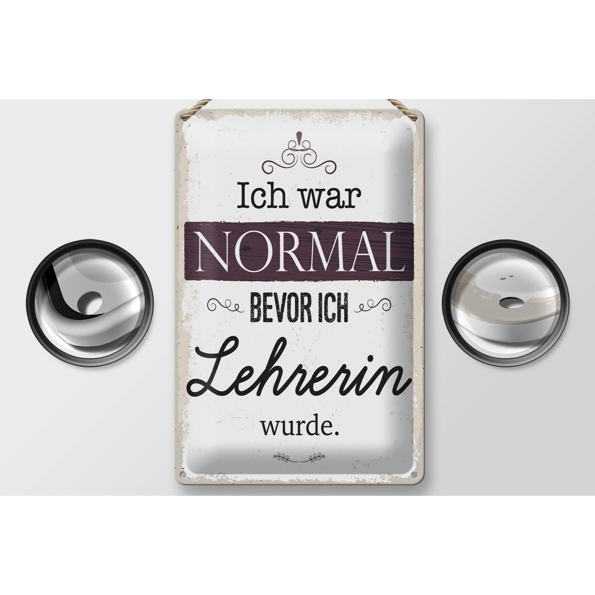 Blikskilt, der siger 20x30 cm Jeg var NORMAL, før jeg blev lærer dekorativt skilt