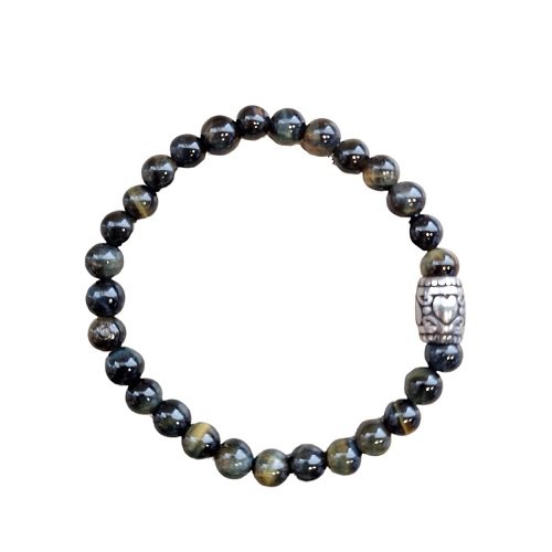 Ladies bracelet Falcon eye 6 mm with basic bead