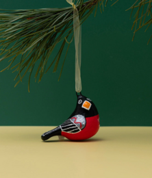Handmade papier-mache Winter bird: Bullfinch