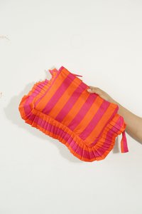 Pouch | Frill Edge Large Size Handmade Lemon Yellow | Cotton