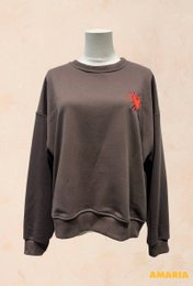 Unisex oversize sweatshirt – broderet rødt hjerte – BOMULD – 9038416