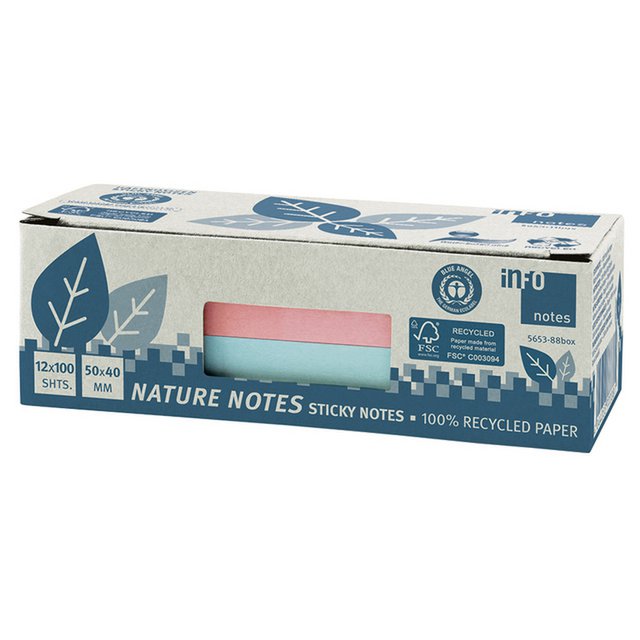 Info nature notes ass kleur 50x40, 12 blokken a 100 vel