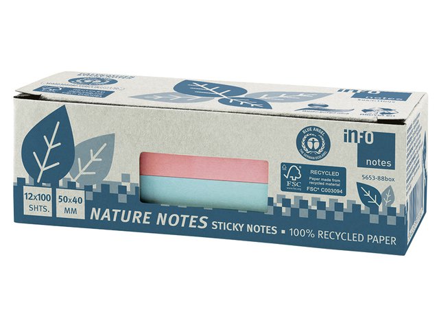 Info nature notes ass kleur 50x40, 12 blokken a 100 vel